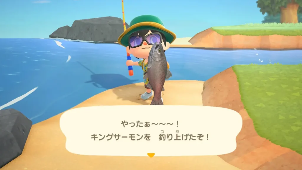 やったぁ〜〜〜！キングサーモンを 釣り上げたぞ！
